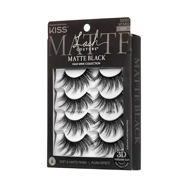 KISS Lash Couture Matte Black Faux Mink Eyelashes Multipack, Matte Cheviot, Black, Natural Looking, Cruelty-Free & Vegan, ...