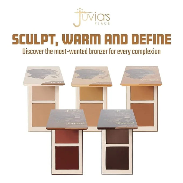 Juvia's Place Bronzed Duo Bronzer Light - Soft Matte Bronzer, Contour Powder, Long-Wearing & Buildable Bronzing Powder - S...