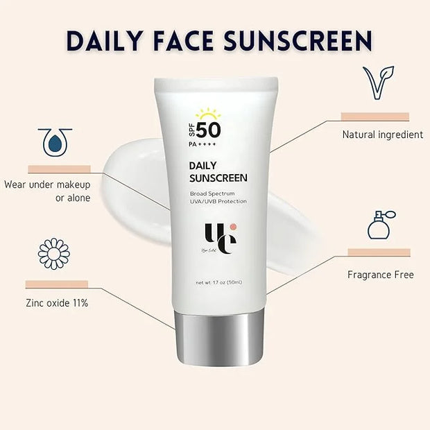 UV Clear SPF 50 Sunscreen with Zinc Oxide, UVA and UVB Protection, Broad Spectrum, Non-Greasy, No White- Cast, Soothing, W...