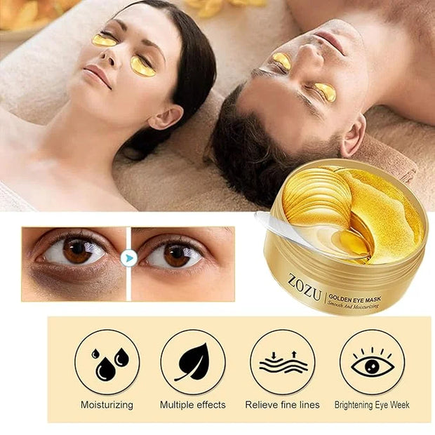 24K Gold Eye Masks, Crystal Collagen Eye Patches for Puffy Eyes, Reducing Fine Lines, Effectively Moisturizing Gold Eye Ma...