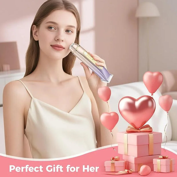 2 in 1 Bikini Trimmer for Women, Dual Head Electric Razor, IPX7 Waterproof Wet/Dry Use Women Electric Shaver, Painless Bod...