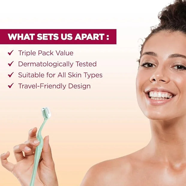 Eyebrow Shaper Tool for Women, 3ct | Eyebrow Shaper, Face Razor, Upper Lip & Chin Hair Remover | SS German Blade, Painless...