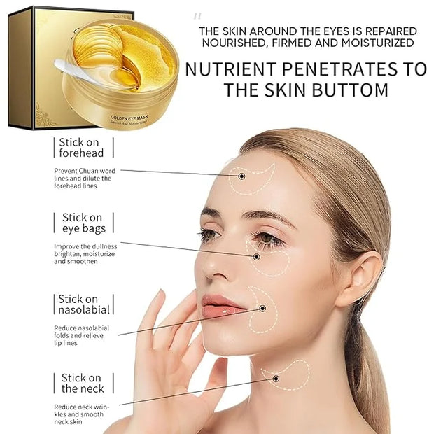 60 Pairs Lip Masks with Eye Mask, 24K Collagen Under Eye Patches for Dark Circles and Puffy Eyes, Reduce Lip Wrinkles, Ant...