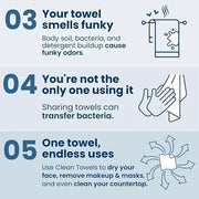 Clean Skin Club Clean Towels XL™, 100% USDA Biobased Face Towel, Disposable Face Towelette, Eczema Association Accepted, M...