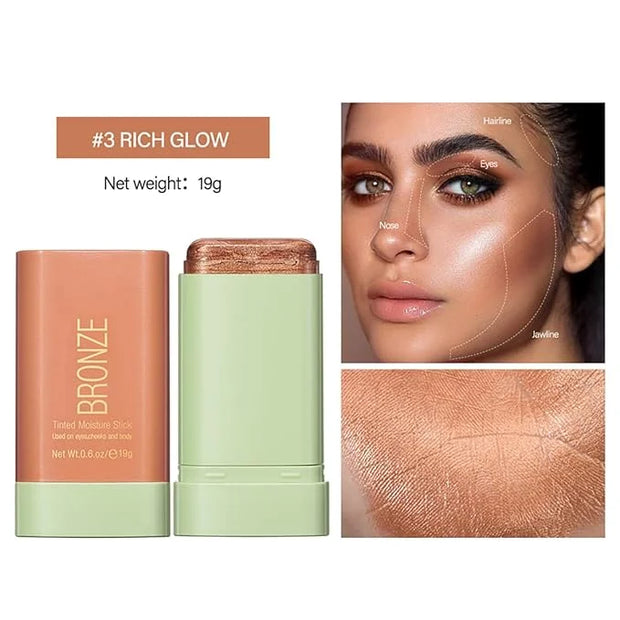Multi-Use Makeup Blush Stick, Beauty Tinted Solid Blush Stick,Facial Contouring Highlight & Brighten Face Stick, Waterproo...