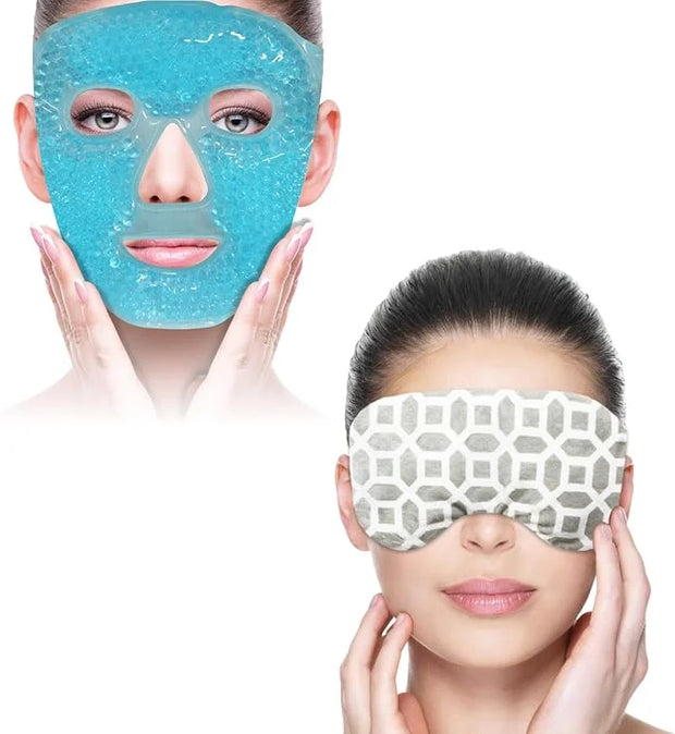 ZNÖCUETÖD Bundle of Cooling Face Mask Ice Face Mask for Puffy Face and Microwaveable Heat Eye Mask for Dry Eyes, Puffy Eye...