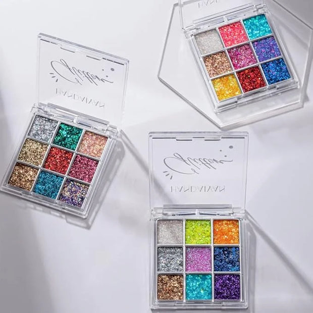 Glitter Eyeshadow Palette - Shimmer Purple Pink Blue Colorful Eyeshadow, Lip Face Eye Glitter Makeup - Lasting Waterproof ...