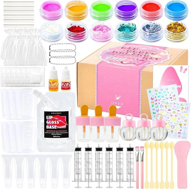 WhizToys 74 PCS Lip Gloss Making Kit, DIY Make Your Own Lip Gloss Kit Beginner,Fun Craft Set for Girls Kids Teens Women, B...