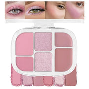 6-in-1 Cream & Powder Makeup Palette for Old Women – Blush, Highlighter & Eyeshadow, Matte & Shimmer Finish, Rose Nude Ton...