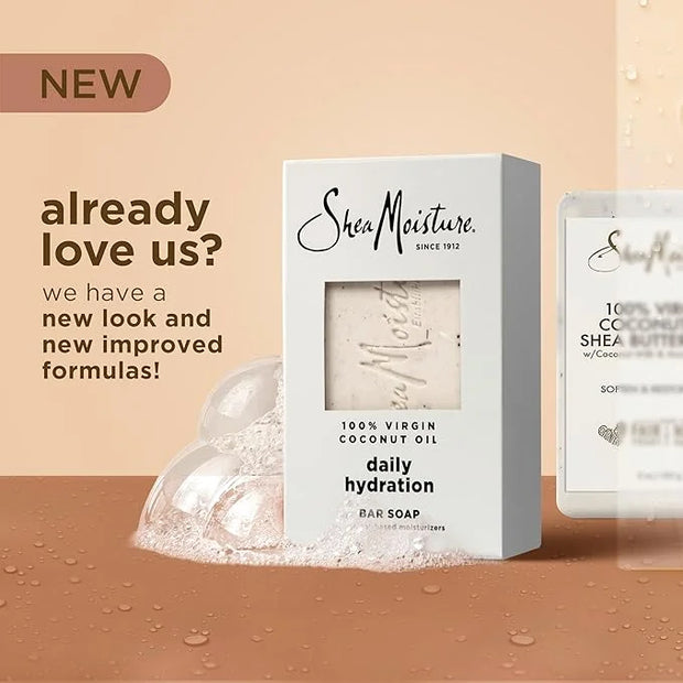 SheaMoisture Bar Soap Virgin Coconut Oil 4 count Nourish and Replenish Skin Daily Hydrating bar soap with 24h shea moistur...