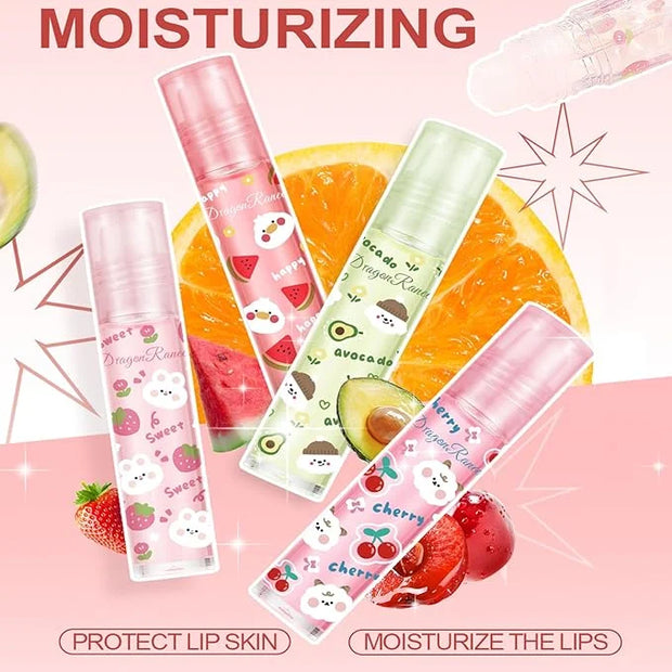 6pcs Fruit Flavored Lip Gloss Set, Roll on Lip Gloss Set Kids Lip Gloss Cute Lip Oil for Girls, Glossy and Shiny Non-Toxic...