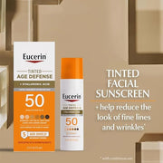 Eucerin Sun Tinted Age Defense SPF 50 Face Sunscreen Lotion, Hypoallergenic, Fragrance Free Tinted Sunscreen SPF 50 with H...