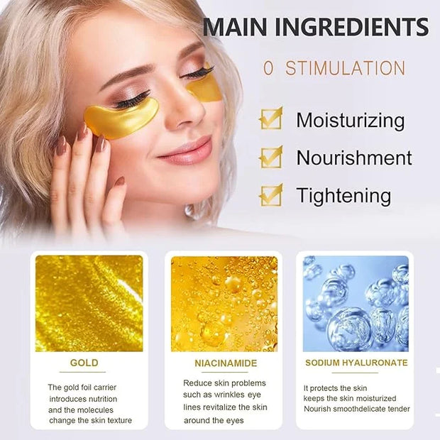 30 Pairs Lip Masks & 24K Gold Eye Mask, Gel Crystal Collagen Eye Patches for Puffy Eyes, Moisturizing & Reducing Fine Line...