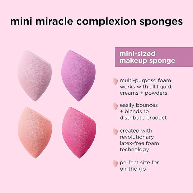 Real Techniques Mini Miracle Complexion Sponge 4 Pack, Small Makeup Blending Sponges, For Foundation & Concealer, Mini Siz...