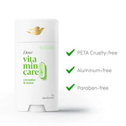 Dove VitaminCare+ Aluminum Free Deodorant Stick Cucumber & Melon for 72H Odor Protection Breathable Deodorant for Women 2....