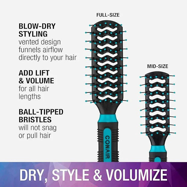 Conair Styling Essentials Brush Set, Full-Size and Mid-Size Vent, Value Pack - Product Image