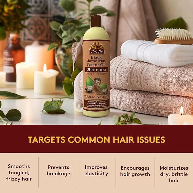 Okay Black Jamaican Castor Oil Shampoo - Jamaican Castor Shampoo for Hair Growth, Natural Moisturizing Shampoo to Strength...