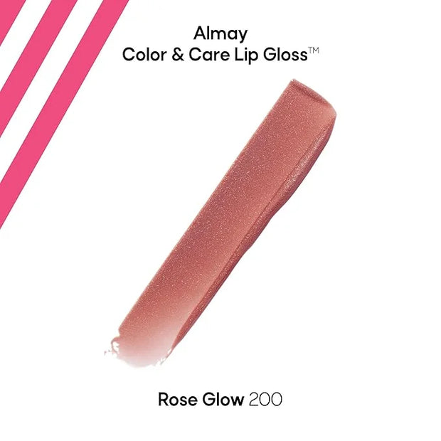 Almay Color & Care Hydrating Lip Gloss, Soft Natural Hues, Prebiotic Complex, Hyaluronic Filling-Sphere Technology, 200 Ro...