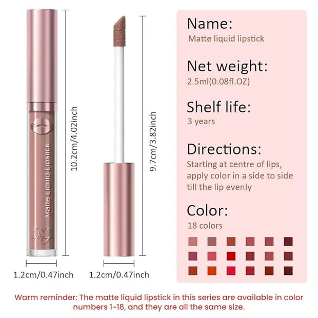Matte Liquid Lipstick,Light Brown Liquid Lip Stains, Long Lasting Waterproof Lip Gloss Makeup, Velvet Non-Stick Cup Lips S...