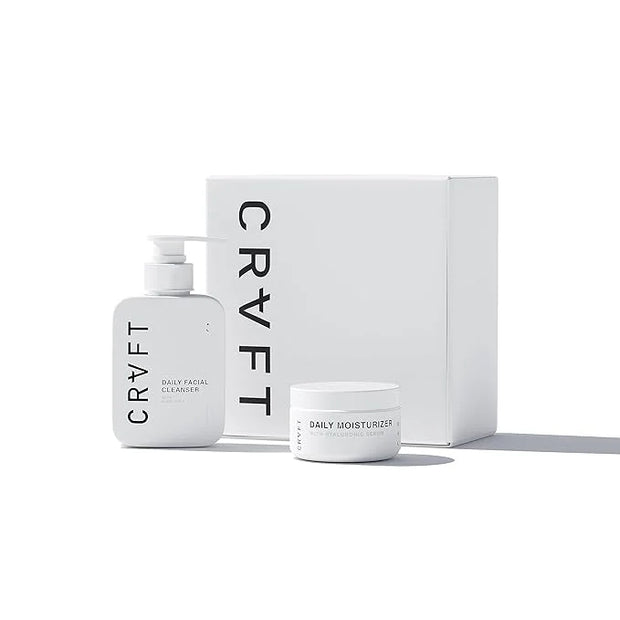 CRVFT 2-Step Men’s Facial Care Kit | Aloe Vera Face Wash 3oz | Hyaluronic Moisturizer 1oz | 2 Piece Complete Daily Face Ca...