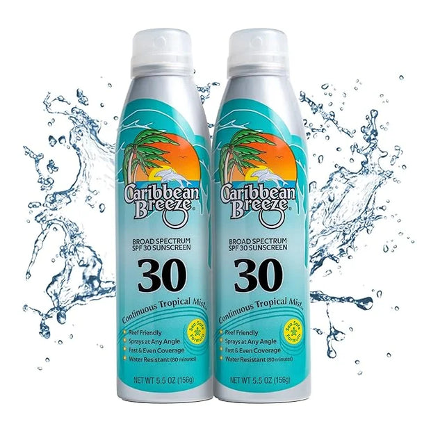 Caribbean Breeze Continuous Tropical Mist SPF 30 Sunscreen Spray, Reef Safe Sunscreen Spray, Up to 80 Minutes Water Resist...