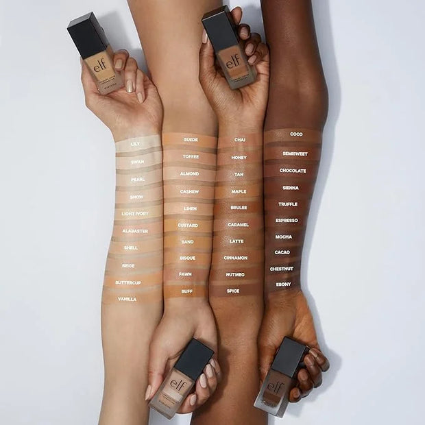 e.l.f. Flawless Satin Foundation, Lightweight & Medium Coverage, Semi-Matte Finish, Vegan & Cruelty-Free, Spice, 0.68 Fl O...