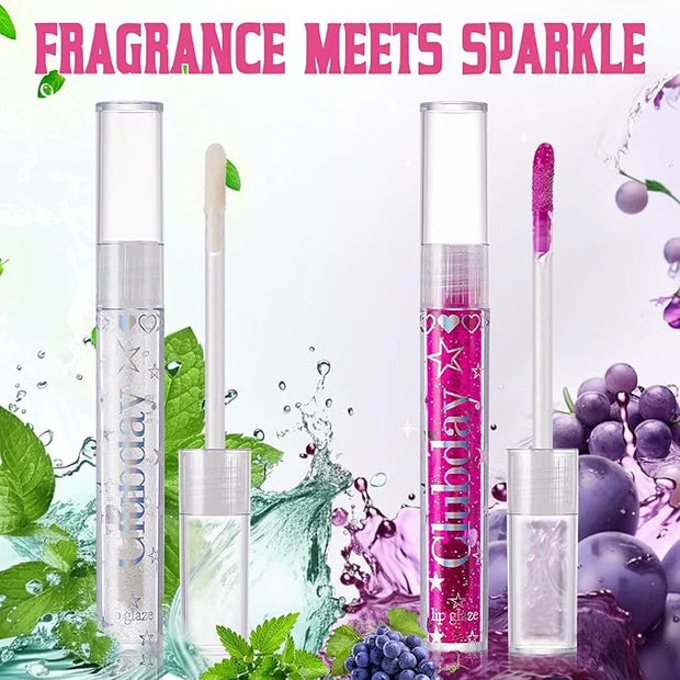 Jcoos Lip Gloss Lip Oil, Glitter Clear Lip Gloss, Purple Lip Gloss, Moisturizing, Shiny, Hydrating Lip Oil, Mint & Grapes ...