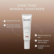 Senté Even Tone Mineral Sunscreen Tinted Broad-Spectrum Lotion- Light-Medium SPF 40 - UVA/UVB Protection - 40-Min Water-Re...