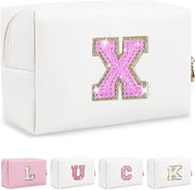Initial letter patch makeup bag,