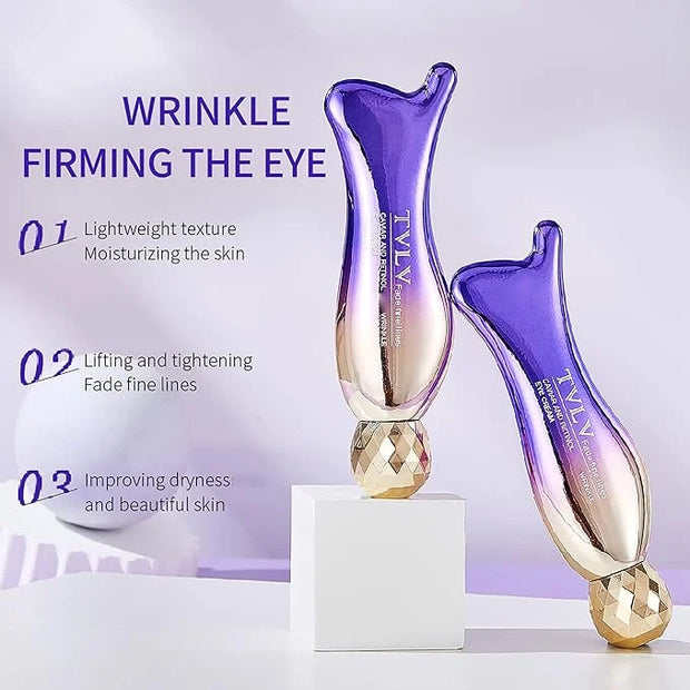 Caviar+Retinol Eye Cream for Wrinkles, 360° Massage Under Eye Cream Face and Eye Serum Firming and Lifting, Instant Hydrat...