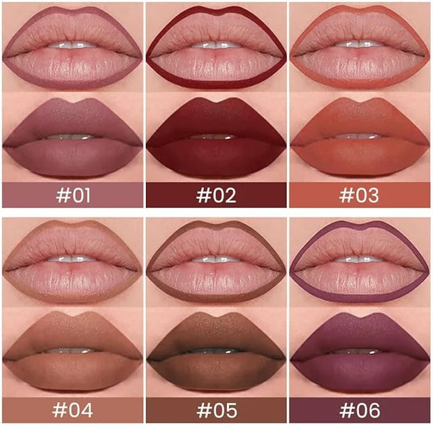 evpct 6Pcs Retractable Lip Liner Pencils Set Pack for Shaping & Sculpting Lips, Mauve Maroon Red Orange Nude Chocolate Dar...