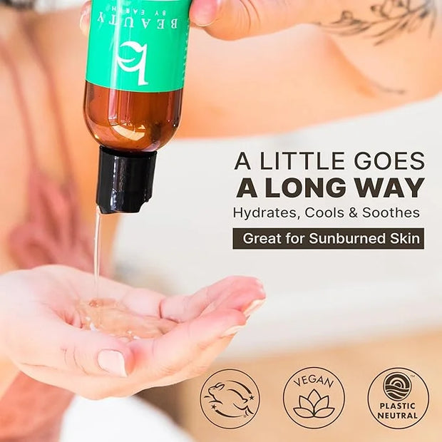 Beauty by Earth Aloe Vera Gel - USA Made with Natural & Organic Ingredients, Pure Aloe Vera Plant Gel for Face Mask, Hair ...