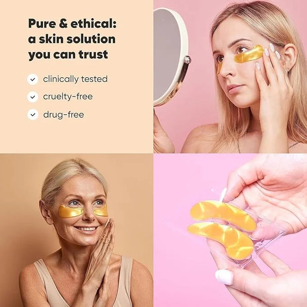 LE GUSHE K-BEAUTY Pimple Patches for Face (132 dots) & Under Eye Patches (30 Pairs). Gold Eye Mask with Collagen & Amino A...