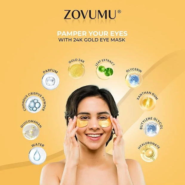 Under Eye Patches (10 Pairs) 24K Gold Skin Care Eye Mask - Puffy Eyes & Dark Circles Treatments - Eye patches Pads With Co...
