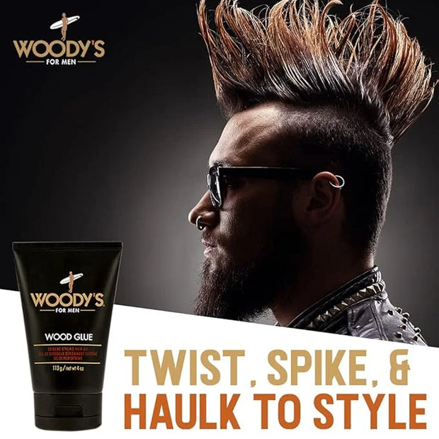 Woody's Hair Gel for Men - Extreme Hold Wood Glue Styling Gel, Long-Lasting, No Flaking, Strong Hold, 4 oz (2 Pack) - Prod...