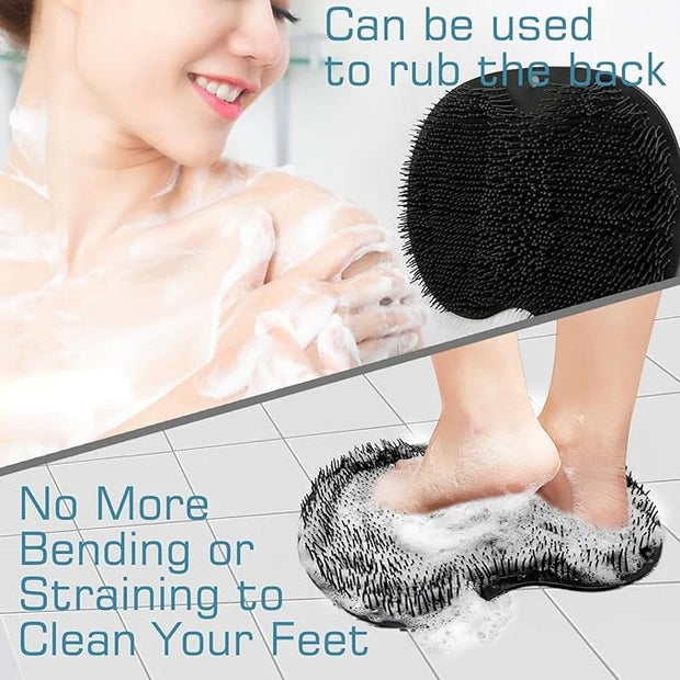 Shower foot scrubber mat back