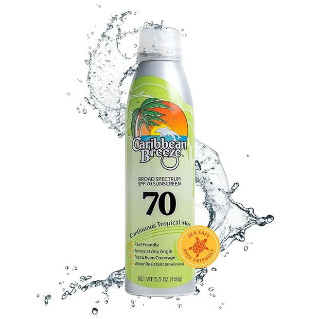 Continuous Tropical Mist Spray Sunscreen SPF 70, Reef Safe Sunscreen Spray, Up to 80 Minutes Water Resistant Sunscreen Fac...