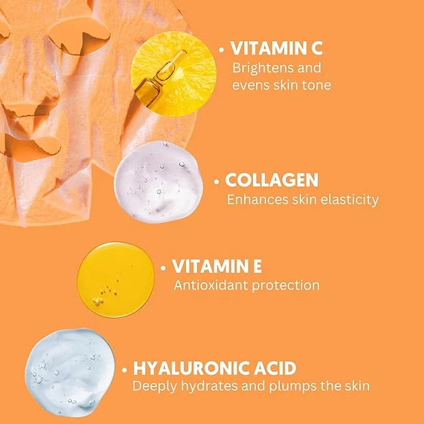 By Nature Hydrating Face Masks with Vitamin C + Collagen, Made From Bamboo Fiber from New Zealand (4 Pack) - Product Image
