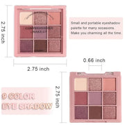 9 Colors Colorful Eyeshadow Palette Makeup,Rose Gold Brown Purple Nude Matte Shimmer Neutral Eye Shadow Powder Palette,Hig...