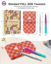 Expert Slant and Point Tip Tweezer Set with Exclusive Travel Case, GlamTweeler Sharp & Precision Tweezer Set for Eyebrows,...