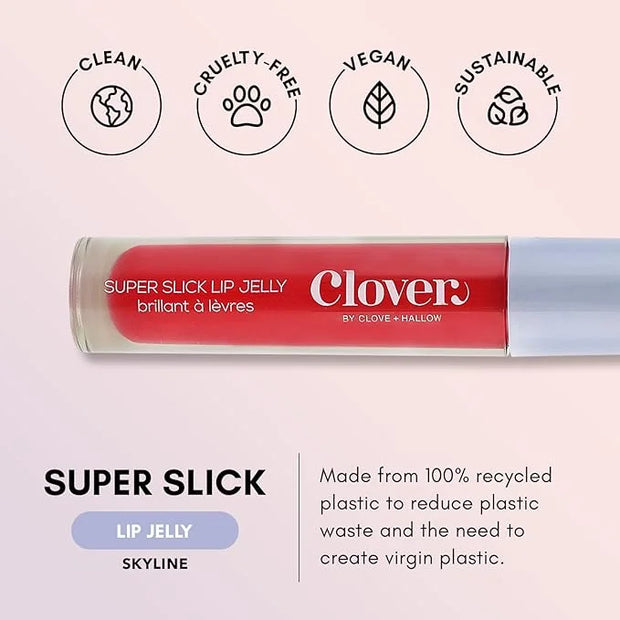 Clover Super Slick Lip Gloss | Non Sticky Lip Jelly, Moisturizing And Hydrating Pigmented Lip Gloss | Cruelty-Free & Vegan...