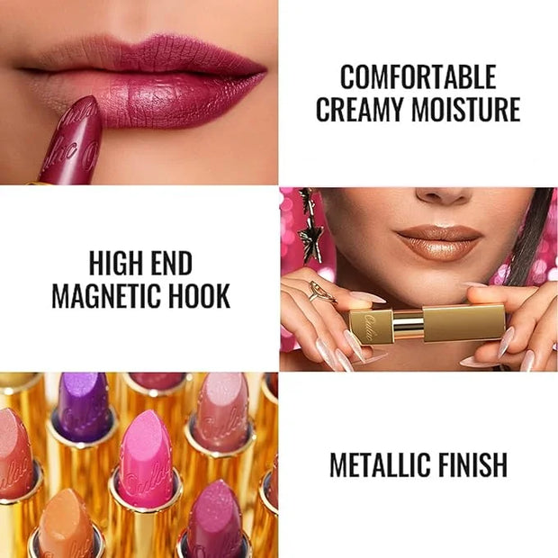 Oulac Dark Brown Lipstick for Women with Metallic 3D Shine Lightweight Hydrating Formula, High Impact Lip Color, Vegan Bea...