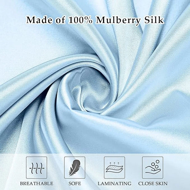2 Pack Satin Pillowcase with Latent Zipper, Adjustable Satin Eye Mask for Sleeping and Satin Volume Scrunchie for Hair and...