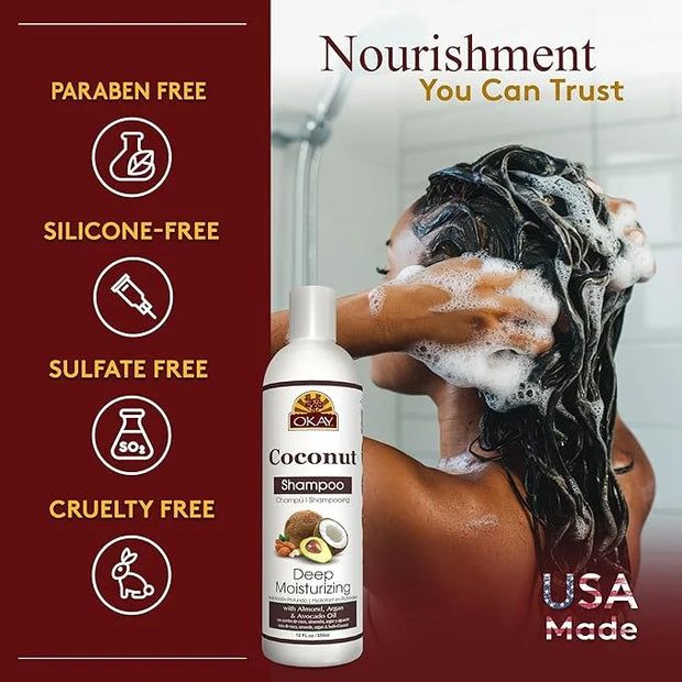OKAY COCONUT OIL DEEP MOISTURIZING SHAMPOO 12oz / 355ml - Product Image