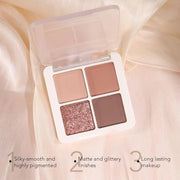 4 Colors Matte Shimmer Eyeshadow Makeup Palette,Nude Light Dark Brown Rose Gold Highly Pigmented Natural Neutral Eye Shado...