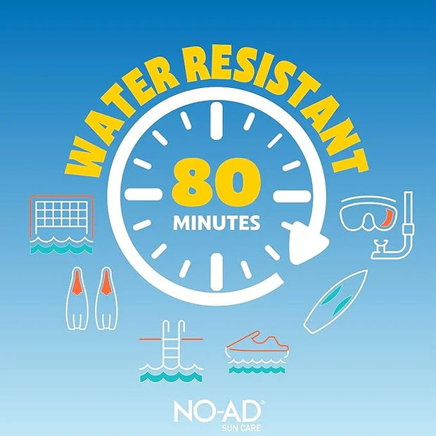 NO-AD SPF 50 Sunscreen Lotion | Hypoallergenic | Broad Spectrum UVA/UVB Protection | Water Resistant | Octinoxate & Oxyben...