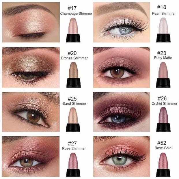 evpct 8Pcs Cream Eye Shadow Brightener Sticks Makeup Sets, Champagne Pearl Bronze Putty Sand Orchid Rose Gold Shimmer Matt...