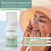 Mineral Sunscreen Lotion SPF 33 1.7 fl oz & Vitamin C Serum for Face, Hyaluronic Acid 1 Fl Oz & Ceramide and Peptide agele...