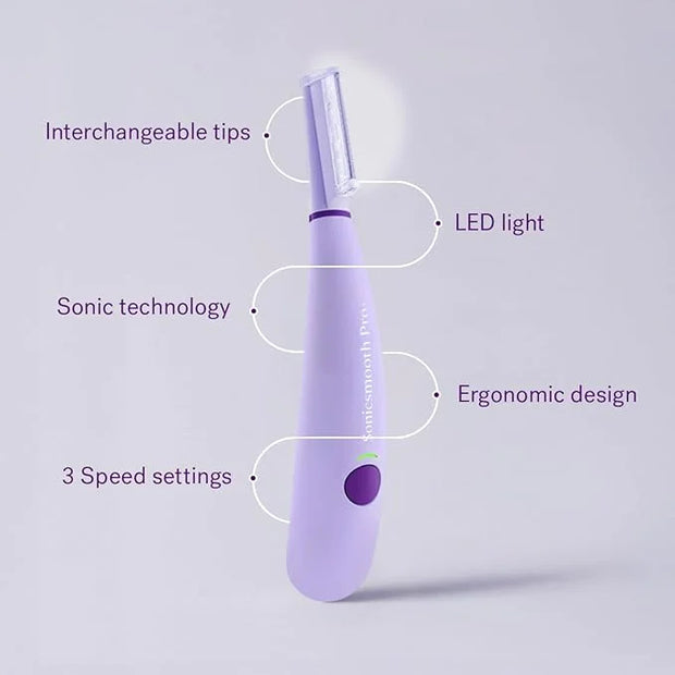 Michael Todd Beauty Sonicsmooth Pro+ Dermaplane Razor for Women Face + Eyebrow trimmer Dermaplaning System w/LED Light Pea...