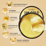 VESPRO 120 PCS 24K Gold Under Eye Patches for Dark Circles and Puffy Eyes, Eye Mask With Collagen and Hyaluronic Acid for ...